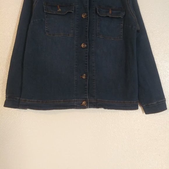 Denim & Company women's size M medium wash jean jacket - Picture 4 of 14